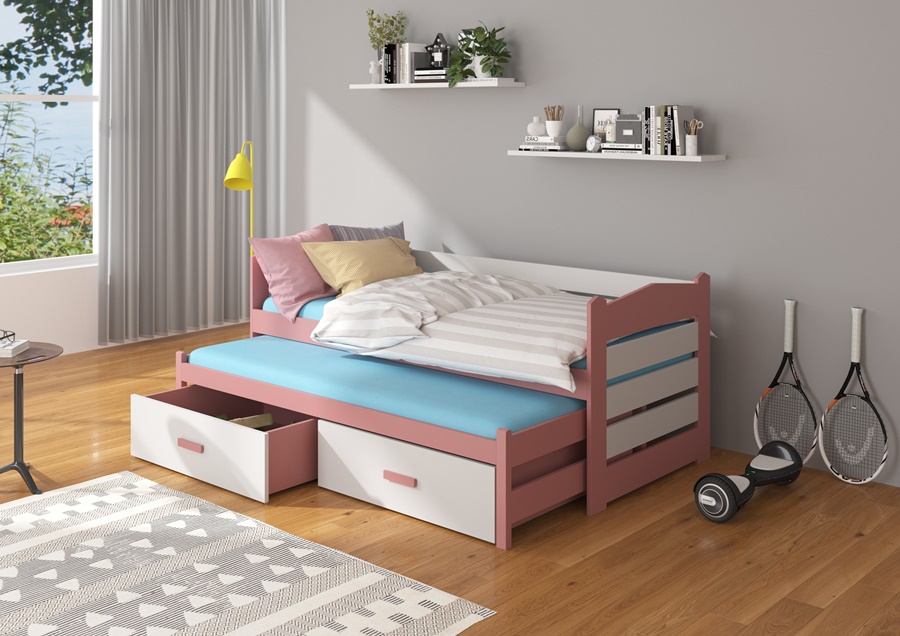 Modely postele Zeya: Ružová/šedá