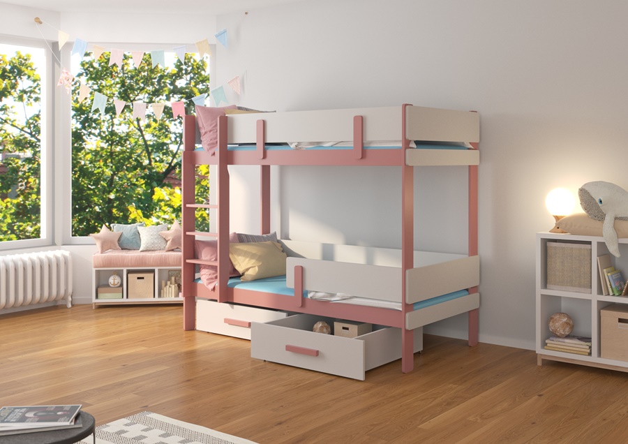 Modely postele Carey: Ružová/šedá
