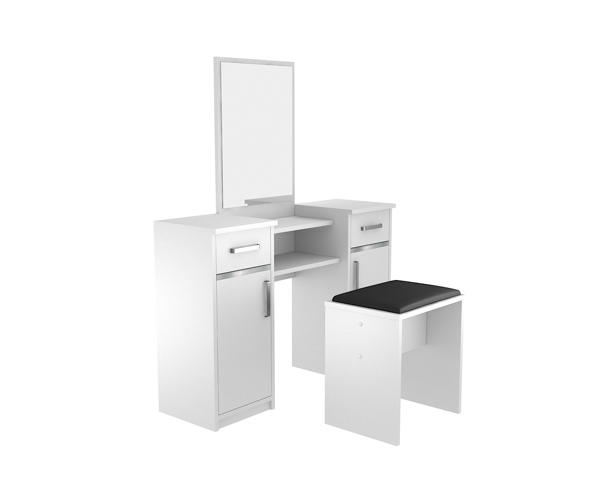 Zostava taburetka + toaletný stolík Lushe so zrkadlom