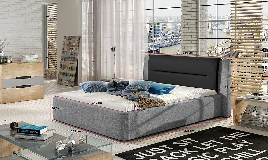 Čalúnená posteľ s úložným priestorom 140 x 200 Piri