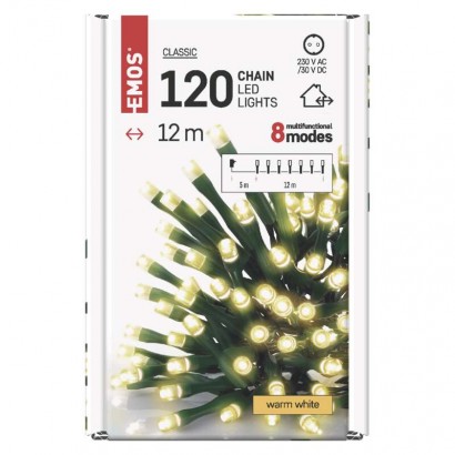 Vianočná reťaz LED teplá biela 12 m