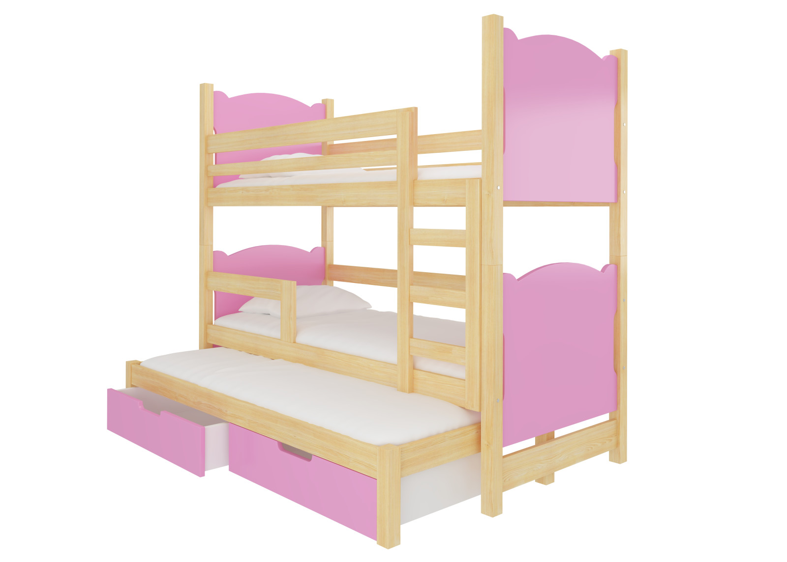 Poschodová posteľ pre tri deti s matracom LETICIA
