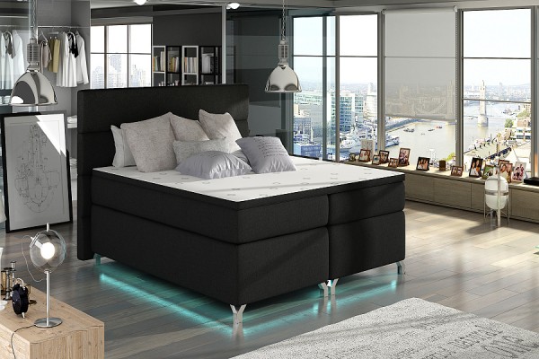 Čalúnená posteľ 140 x 200 cm s LED podsvietením Aura