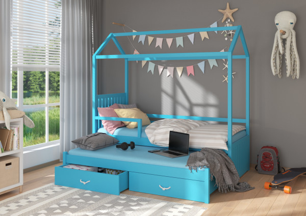Modely detské postele Bambo so zábranou: Modrá