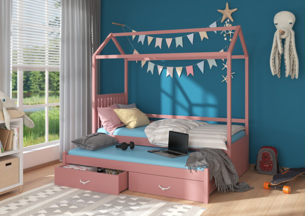 Modely detské postele Bambo so zábranou: Ružová