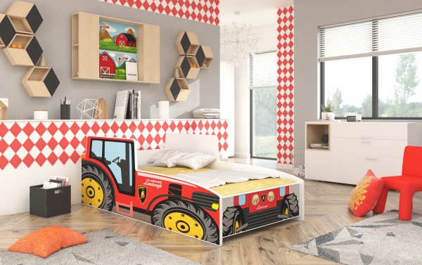Detská posteľ Traktor červený spacia plocha 140x70 cm