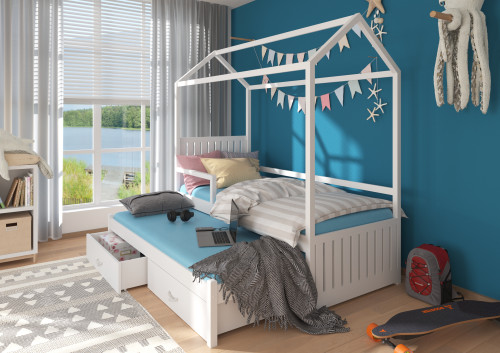 Domčeková detská posteľ so zábranou JONASZEK 200 x 90 cm