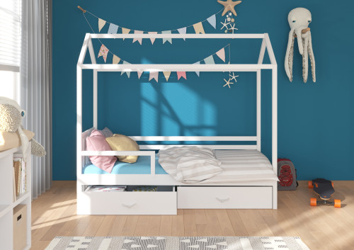 Domčeková detská posteľ so zábranou ROSE 200 x 90 cm