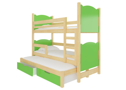 Poschodová posteľ pre tri deti s matracom LETICIA