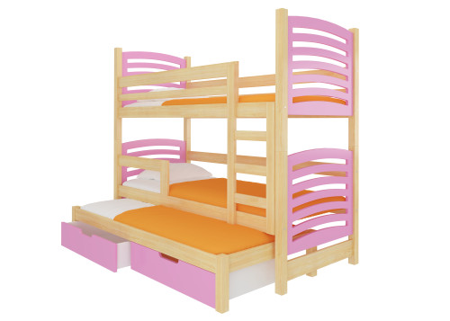Poschodová posteľ pre tri deti s matracom SORIA