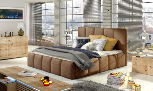 Čalouněná postel  Edvige + dřevěný rošt / pneumatický zvedací mechanismus / úložný box
